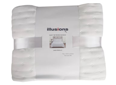 CUBRECAMA QUILT ILLUSIONS 2 PLAZAS BLANCO LISO ROMA - 2