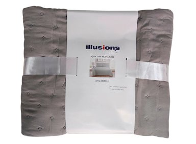 CUBRECAMA QUILT ILLUSIONS 2 PLAZAS GRIS LISO ROMA - 2