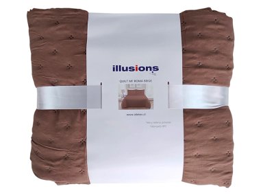 CUBRECAMA QUILT ILLUSIONS KING CAFE LISO ROMA - 2