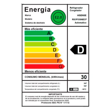 REFRIGERADOR SIDE BY SIDE HISENSE RS3P558NECF 531L NO FROST GRIS - 15