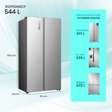 REFRIGERADOR SIDE BY SIDE HISENSE RS3P558NECF 531L NO FROST GRIS - 3