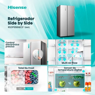 REFRIGERADOR SIDE BY SIDE HISENSE RS3P558NECF 531L NO FROST GRIS - 4