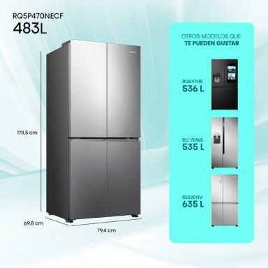 REFRIGERADOR SIDE BY SIDE HISENSE 456L NO FROST RQ5P470NECF - 3