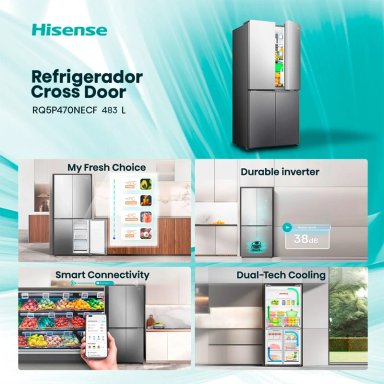 REFRIGERADOR SIDE BY SIDE HISENSE 456L NO FROST RQ5P470NECF - 4