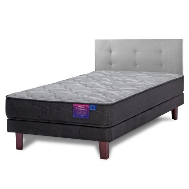 JUEGO DE DORMITORIO FLEX CAMA EUROPEA THERAPEDIC PLUS BOX 1.5 PLAZAS + RESPALDO ROYAL GRIS - 1