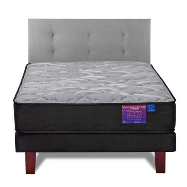JUEGO DE DORMITORIO FLEX CAMA EUROPEA THERAPEDIC PLUS BOX 1.5 PLAZAS + RESPALDO ROYAL GRIS - 2