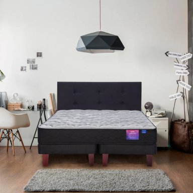 JUEGO DE DORMITORIO FLEX CAMA EUROPEA THERAPEDIC PLUS BOX 2 PLAZAS + RESPALDO ROYAL GRIS - 6