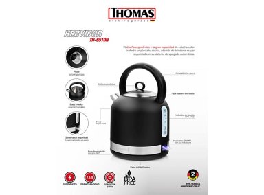 HERVIDOR THOMAS 2.5 L TH-6510N NEGRO MATE - 7