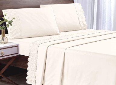 JUEGO DE SÁBANAS ANDES BRODERIE 1.5 PLAZAS CRUDO - 1
