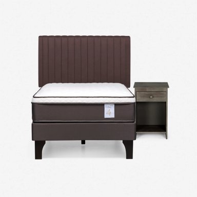JUEGO DE DORMITORIO ROSEN CAMA EUROPEA NS4 PLUS 1.5 PLAZAS + SET LUCIO CHOCOLATE - 1