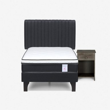 JUEGO DE DORMITORIO ROSEN CAMA EUROPEA NEW STYLE 6 1.5 PLAZAS + SET LUCIO GRAFITO - 1