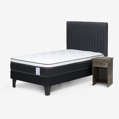 JUEGO DE DORMITORIO ROSEN CAMA EUROPEA NEW STYLE 6 1.5 PLAZAS + SET LUCIO GRAFITO - 2