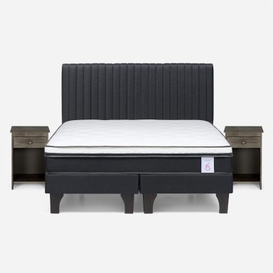 JUEGO DE DORMITORIO ROSEN CAMA EUROPEA NEW STYLE 6 BD 2 PLAZAS + SET LUCIO GRAFITO - 1