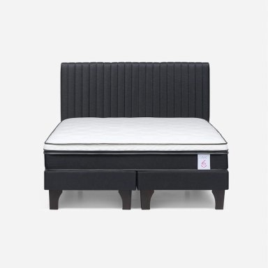 JUEGO DE DORMITORIO ROSEN CAMA EUROPEA NEW STYLE 6 BD 2 PLAZAS + RESPALDO LUCIO GRAFITO - 1