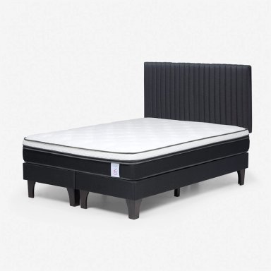 JUEGO DE DORMITORIO ROSEN CAMA EUROPEA NEW STYLE 6 BD 2 PLAZAS + RESPALDO LUCIO GRAFITO - 2