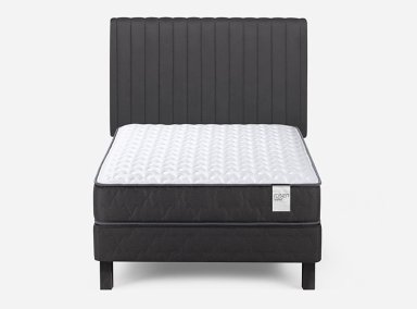 JUEGO DE DORMITORIO ROSEN CAMA EUROPEA WAVE 1.5 PLAZAS + RESPALDO LUCIO GRAFITO - 1