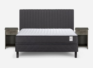 JUEGO DE DORMITORIO ROSEN CAMA EUROPEA WAVE 2 PLAZAS B/N + SET LUCIO GRAFITO - 1