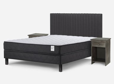 JUEGO DE DORMITORIO ROSEN CAMA EUROPEA WAVE 2 PLAZAS B/N + SET LUCIO GRAFITO - 2