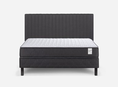 JUEGO DE DORMITORIO ROSEN CAMA EUROPEA WAVE 2 PLAZAS B/N + RESPALDO LUCIO GRAFITO - 1