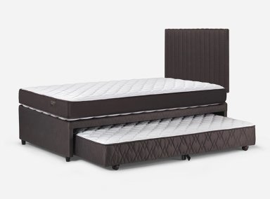 JUEGO DE DORMITORIO ROSEN CAMA NIDO ERGO T NEW 1.5 PLAZAS + RESPALDO LUCIO CHOCOLATE - 6