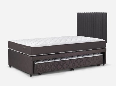 JUEGO DE DORMITORIO ROSEN CAMA NIDO ERGO T NEW 1.5 PLAZAS + RESPALDO LUCIO GRAFITO - 3