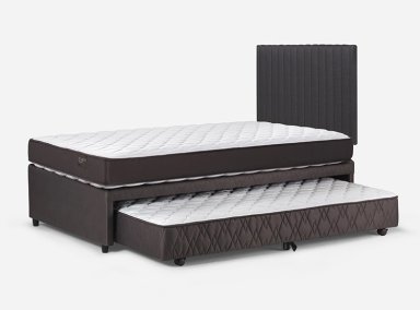 JUEGO DE DORMITORIO ROSEN CAMA NIDO ERGO T NEW 1.5 PLAZAS + RESPALDO LUCIO GRAFITO - 6