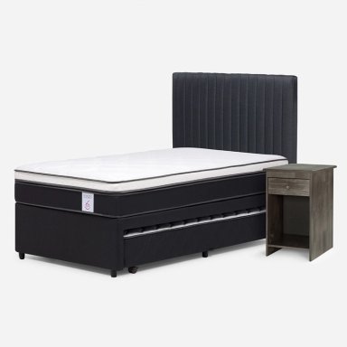 JUEGO DE DORMITORIO ROSEN CAMA NIDO NEW STYLE 6 1.5 PLAZAS + SET LUCIO GRAFITO - 2
