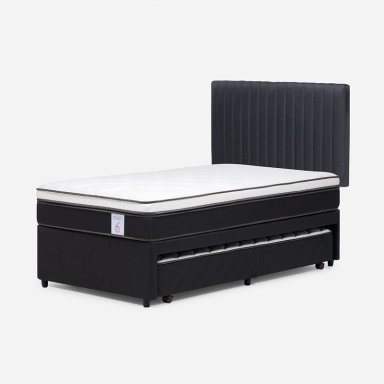 JUEGO DE DORMITORIO ROSEN CAMA NIDO NEW STYLE 6 1.5 PLAZAS + RESPALDO LUCIO GRAFITO - 2