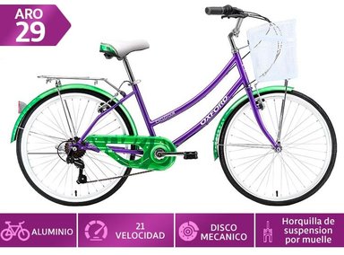 BICICLETA DE PASEO OXFORD CYCLOTOUR MORADO ARO 24 - 1