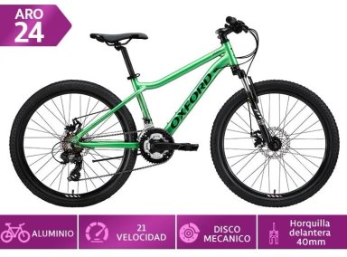 BICICLETA INFANTIL OXFORD DRAKO SUSPENSIÓN VERDE ARO 24 - 1