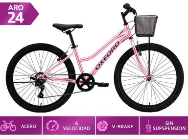 BICICLETA INFANTIL OXFORD LUNA ROSADO ARO 24 - 1