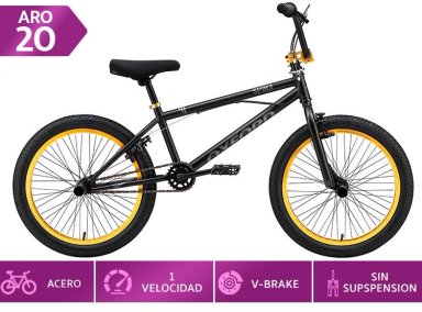 BICICLETA INFANTIL OXFORD SPINE NEGRO AMARILLO ARO 20 - 1