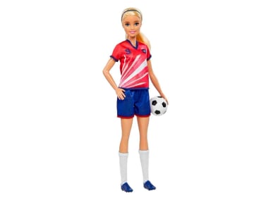 BARBIE MUÑECA PROFESIONES JUGADORA DE FÚTBOL CON PLAYERA ROJA - 2