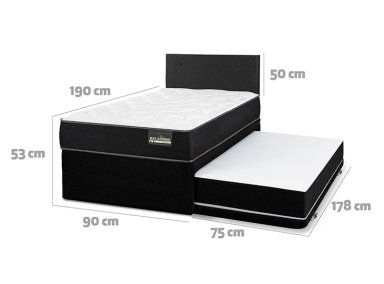 DIVAN CAMA BELSOGNO ONE BLACK 1 PLAZA + RESPALDO - 4