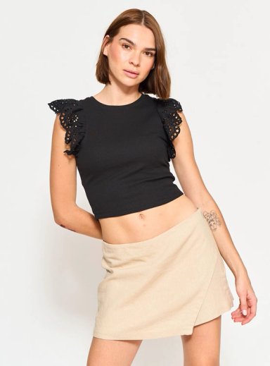 FALDA CORTA LINO MUJER ONLY - 2