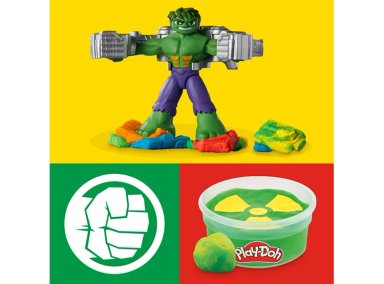 MASAS Y PLASTILINAS PLAY DOH MARVEL HULK APLASTA Y MOLDEA - 12