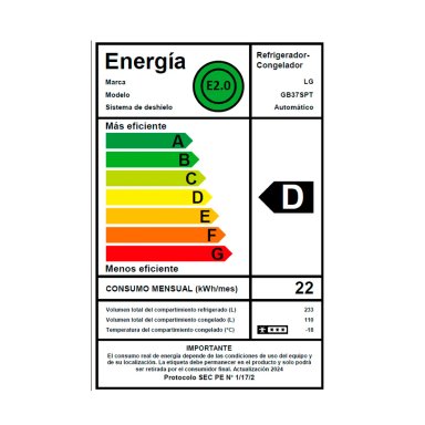 REFRIGERADOR BOTTOM FREEZER LG GB37SPT 343L NO FROST GRAFITO - 12
