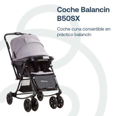 COCHE PASEO BEBE CUNA BALANCIN SX GRIS MELANGE BEBESIT - 2