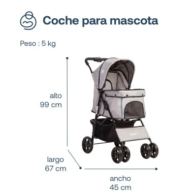 COCHE MASCOTA GRIS BP01 - 5