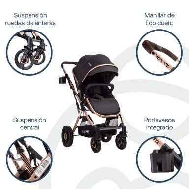 COCHE CUNA TRAVEL SYSTEM BEBE VOX NEGRO DORADO BEBESIT - 2