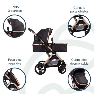 COCHE CUNA TRAVEL SYSTEM BEBE VOX NEGRO DORADO BEBESIT - 10