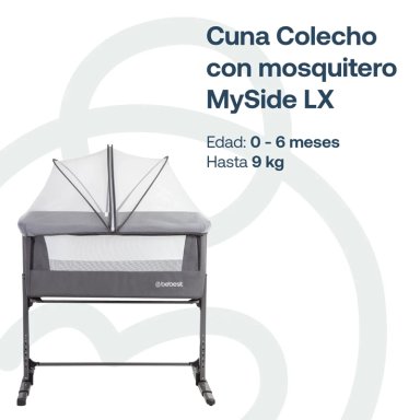 CUNA COLECHO CON MOSQUITERO MYSIDE LX GRIS BEBESIT - 2
