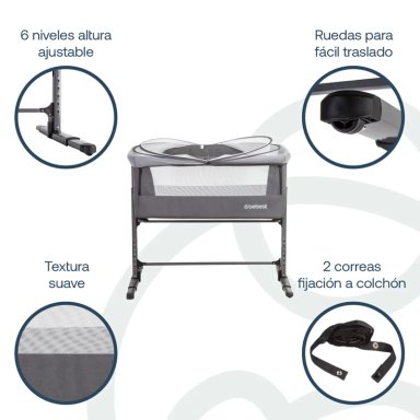 CUNA COLECHO CON MOSQUITERO MYSIDE LX GRIS BEBESIT - 3