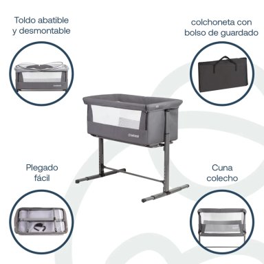 CUNA COLECHO CON MOSQUITERO MYSIDE LX GRIS BEBESIT - 4