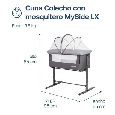 CUNA COLECHO CON MOSQUITERO MYSIDE LX GRIS BEBESIT - 7