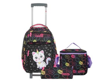 PACK MOCHILA CON RUEDAS XTREM RUN 5XT GATO NEGRO  - 1