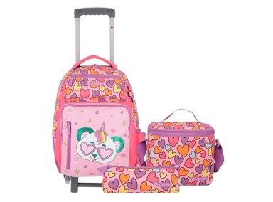 PACK MOCHILA CON RUEDAS XTREM RUN 5XT PANDA ROSADO  - 1