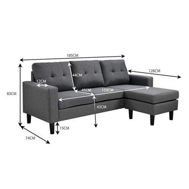 SOFÁ SECCIONAL RIPLEY HOME MILAN 3 CUERPOS LIBRE DISPOSICIÓN GRIS - 6