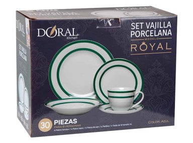 JUEGO DE VAJILLA DORAL PORCELANA 30 PIEZAS VERDE - 3