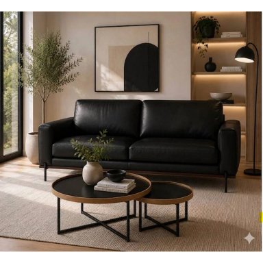 SOFÁ RIPLEY HOME KIKA CUERO 3C NEGRO - 1